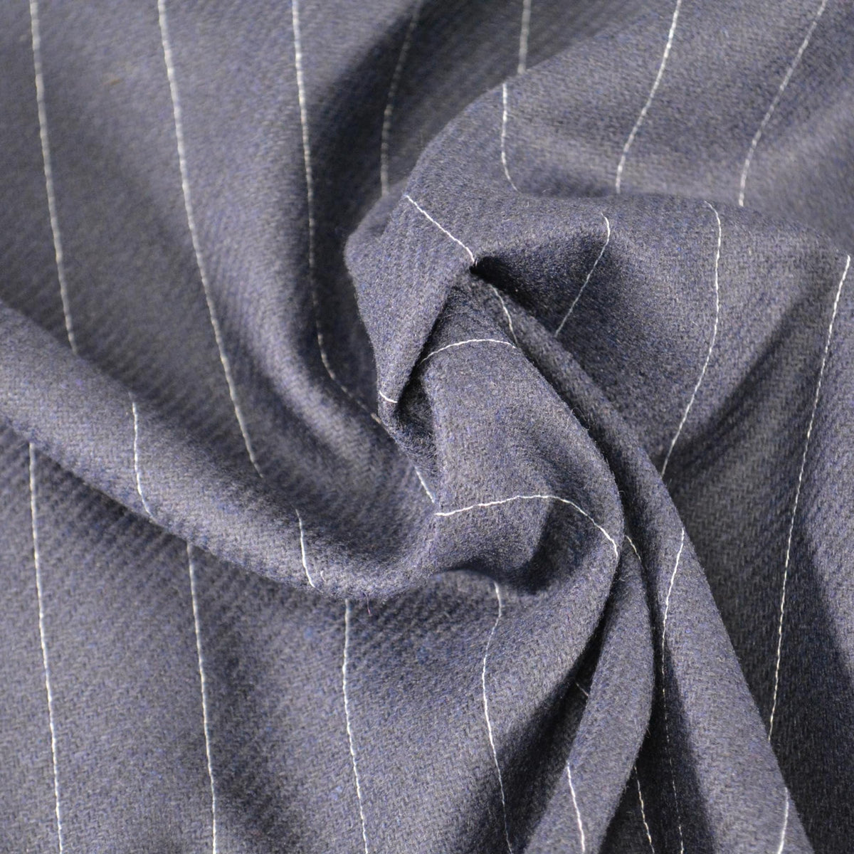 European Pure Wool | Navy Striped Wool Midweight Suiting Fabric 62 Inch Wide | By the Yard