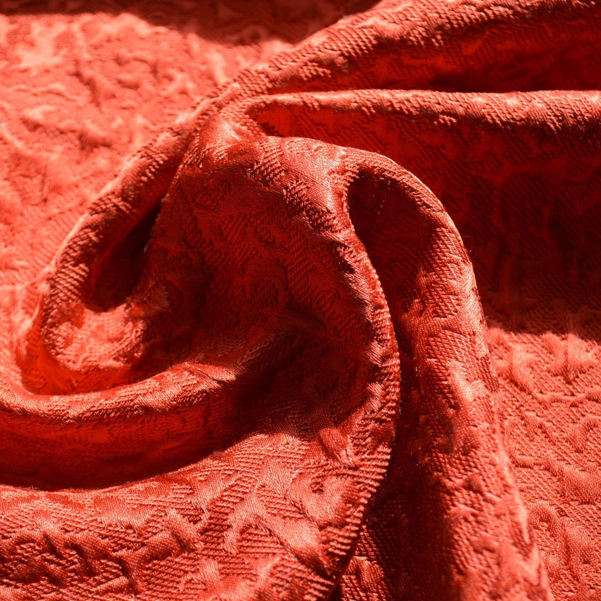 Italian Silk Wool Blend Fabric Red Textured Designer Textile | By the Yard