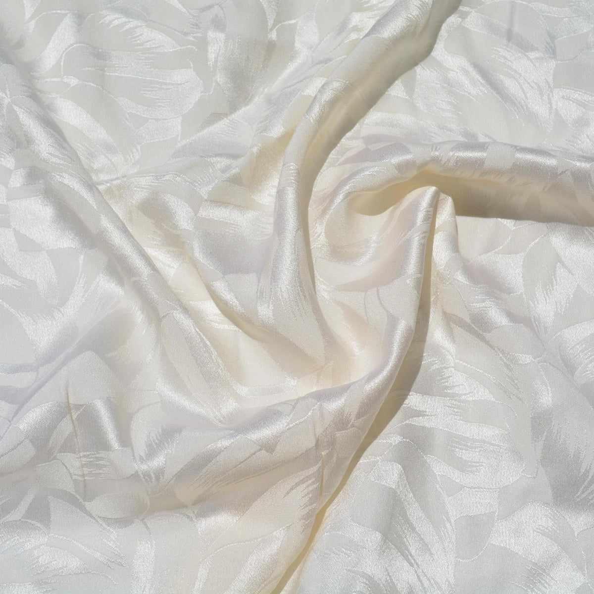 Pure Silk Jacquard Fabric | Ivory Designer Deadstock | Dresses, Skirts, Special Occasion | By the Yard