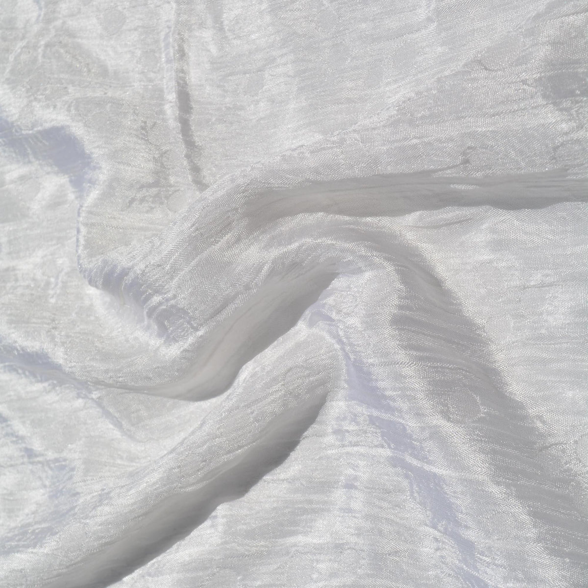 Pure Silk Crinkle Crepe Fabric | White Double-Sided Designer Deadstock | Dresses, Blouses, Special Occasion | By the Yar