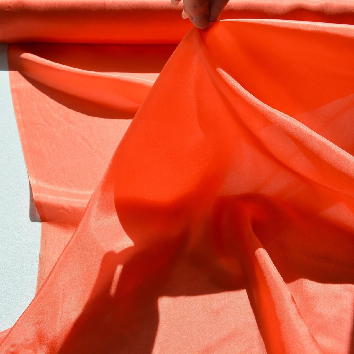Silk Habotai China Silk Fabric Bright Coral Lightweight 43.5 Inch Wide | By the Yard