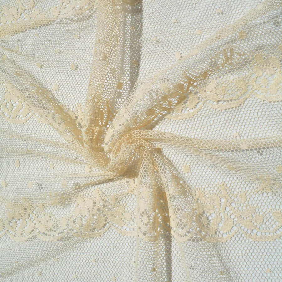 French Cotton Lace Fabric | Champagne Beige Designer Deadstock | Dresses, Blouses, Bridal | By the Yard