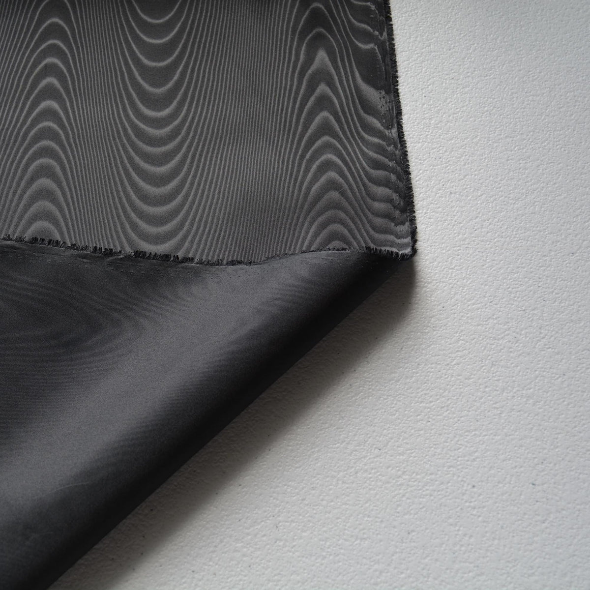 Heavyweight Silk Moiré Taffeta Fabric | Black | 100% Silk Watered Taffeta | By the Yard
