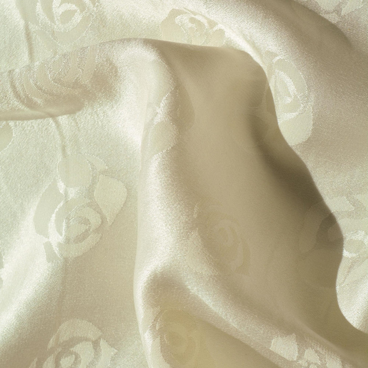 European 100% Silk Jacquard Fabric | Silk Floral Brocade White Roses Fabric | Luxury Bridal & Dressmaking Fabric | By th
