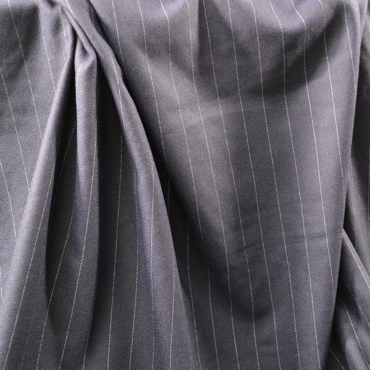 European Pure Wool | Navy Striped Wool Midweight Suiting Fabric 62 Inch Wide | By the Yard