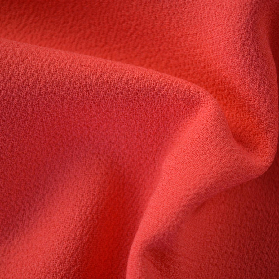 Bright Pink Wool Crepe Fabric | Mid / Heavyweight Designer Deadstock Dress and Suiting Textile | By the Yard