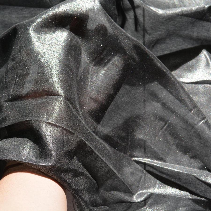 Silk Habotai Fabric Black and silver 55" Wide Luxury Fabric | By the Yard