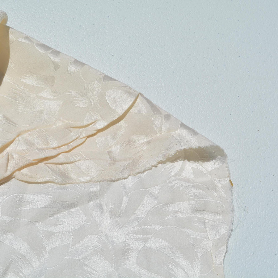 Pure Silk Jacquard Fabric | Ivory Designer Deadstock | Dresses, Skirts, Special Occasion | By the Yard