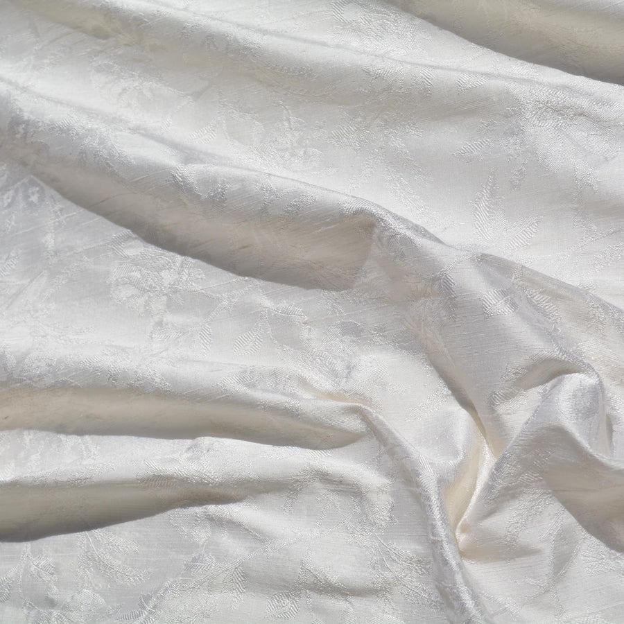 Silk Dupioni Brocade Fabric | 100% Silk Floral | Upholstery Fabric & Home Decor Textile | Curtain, Drapery, Pillow | By the Yard