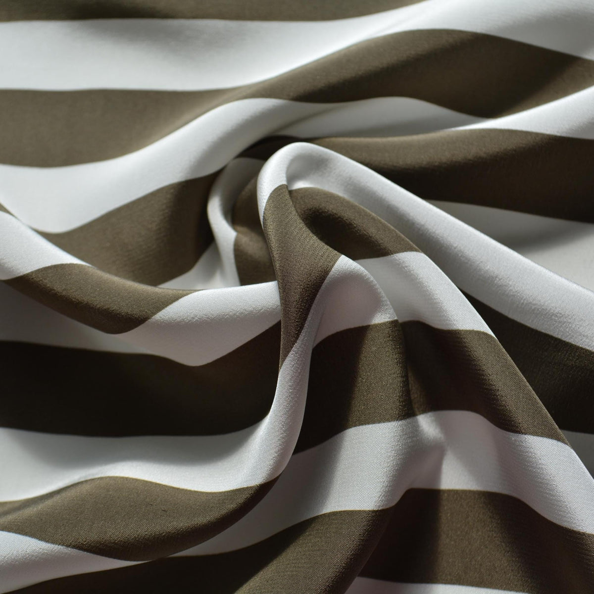 100% Silk Crepe de Chine Print Green and white Striped 47" Wide Luxury Fabric Sewing | By the Yard