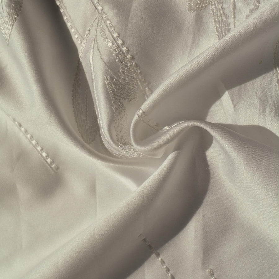 European Embroidered Silk Habotai Cutout Leaf Fabric | By the Yard