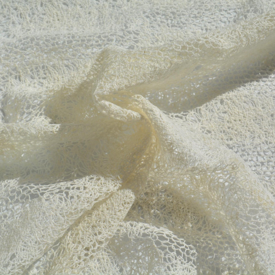 Crochet Lace Knit Fabric | White | Luxury Designer Textile |By the Yard