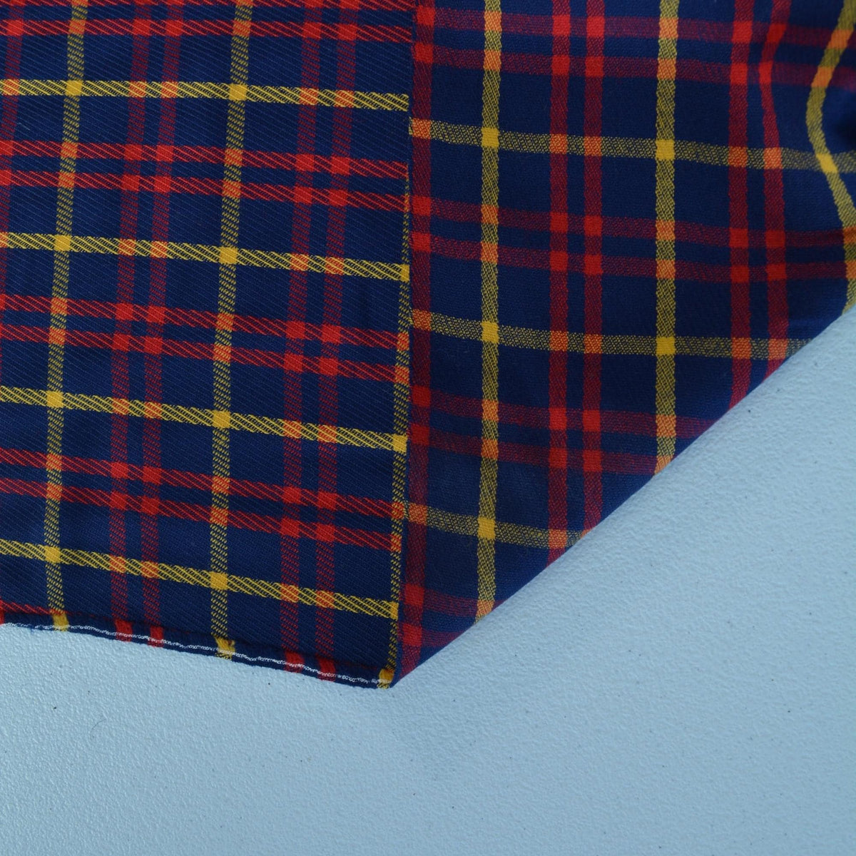 Lightweight Blue Tartan Wool Fabric with Red and Yellow Stripes Dress and Skirt Material 61 Inch Wide | By the Yard
