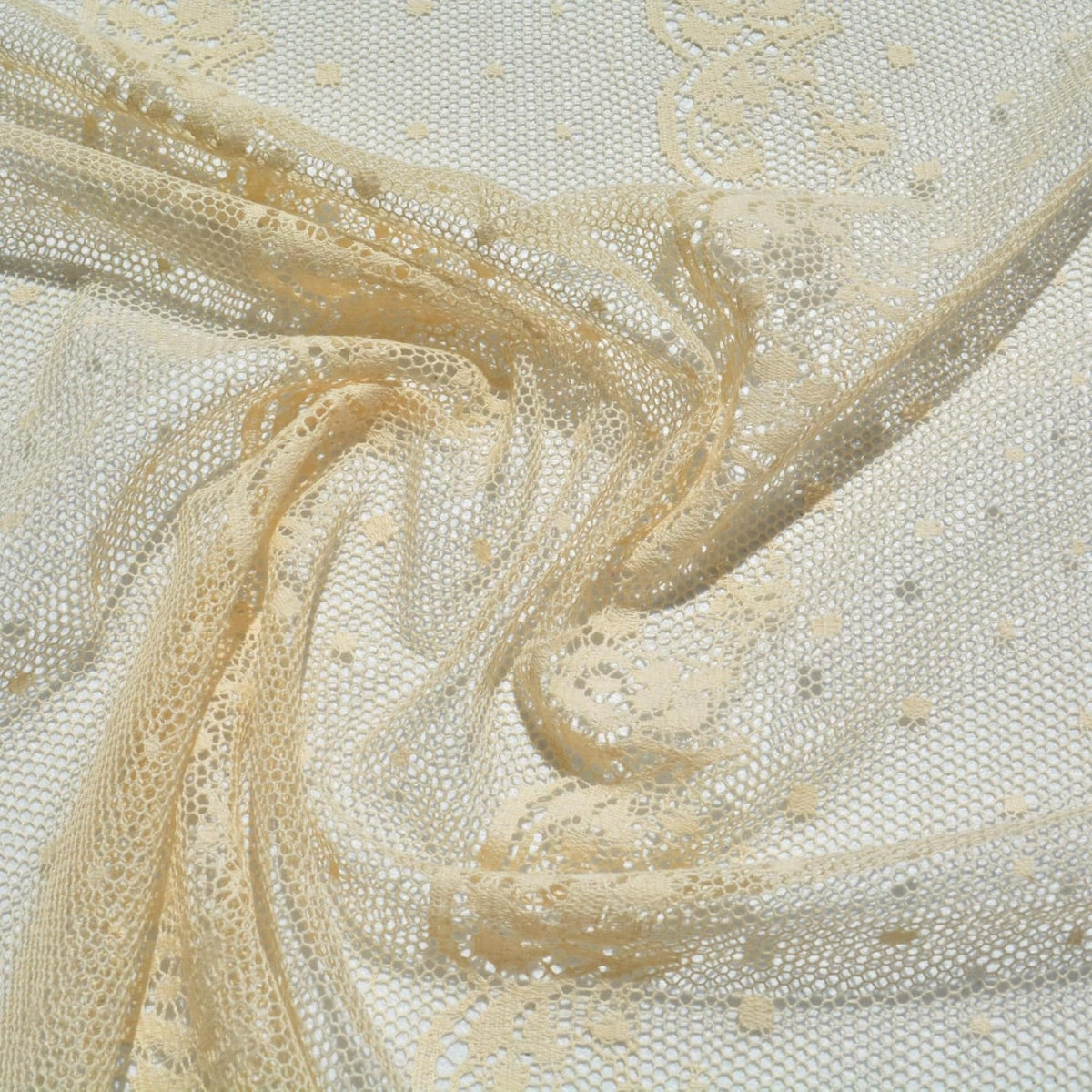 French Cotton Lace Fabric | Champagne Beige Designer Deadstock | Dresses, Blouses, Bridal | By the Yard