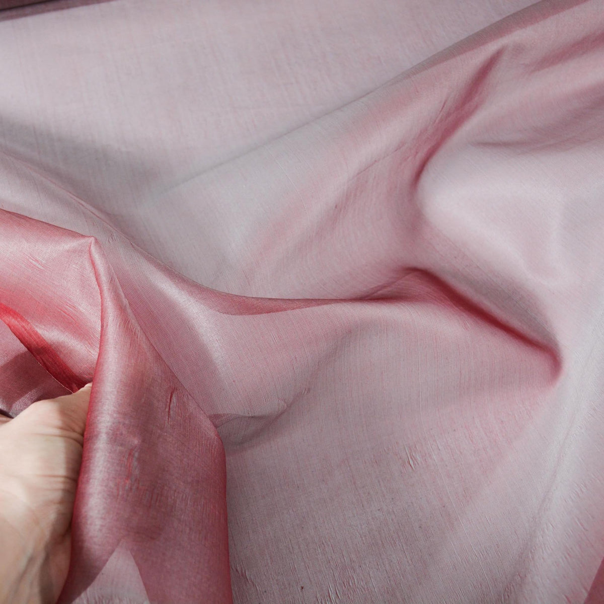 European 100% Silk Burgundy/Clear Silk Organza 12 Momme Korean Woven 53.5" | By the Yard