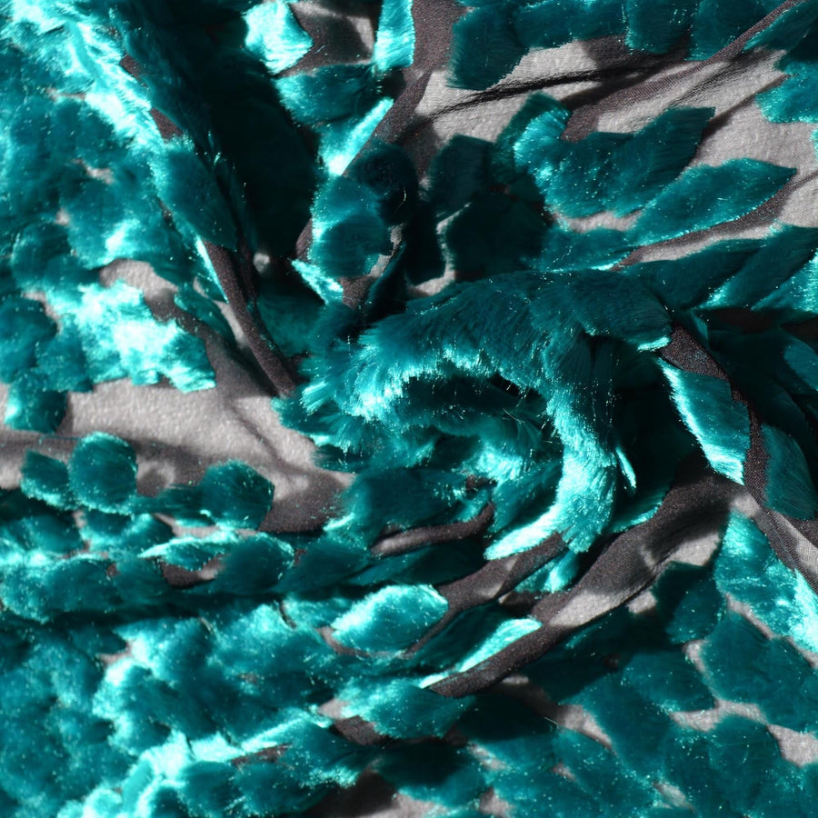 100% Silk Designer Fabric Black and green Embroidered silk 37" Wide Luxury Fabric Sewing | By the Yard