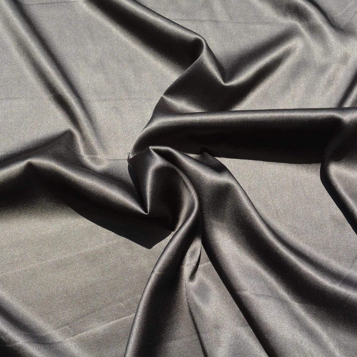 Pure Silk Charmeuse Stretch Fabric | Brown Designer Deadstock | Dresses, Skirts, Blouses | By the Yard