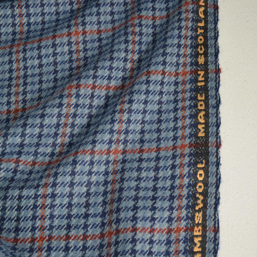 Made in Scotland Pure Wool Tweed | Red Blue Mink Chinchilla Cashmere Lambswool Windowpane Houndstooth 60.5 Inch Usable | By the Yard