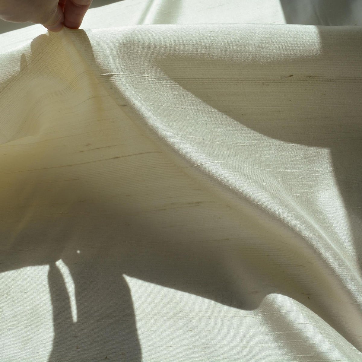 Silk Dupioni Fabric Ivory Midweight Slub Texture 48 Inch Usable | By the Yard