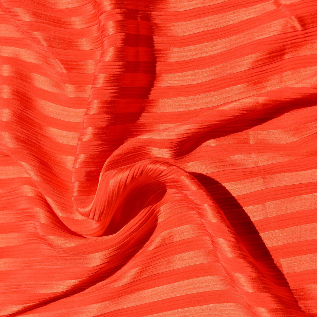 Pure Silk Crinkle Jacquard Fabric | Striped Red Designer Deadstock | Dresses, Skirts, Tops | By the Yard