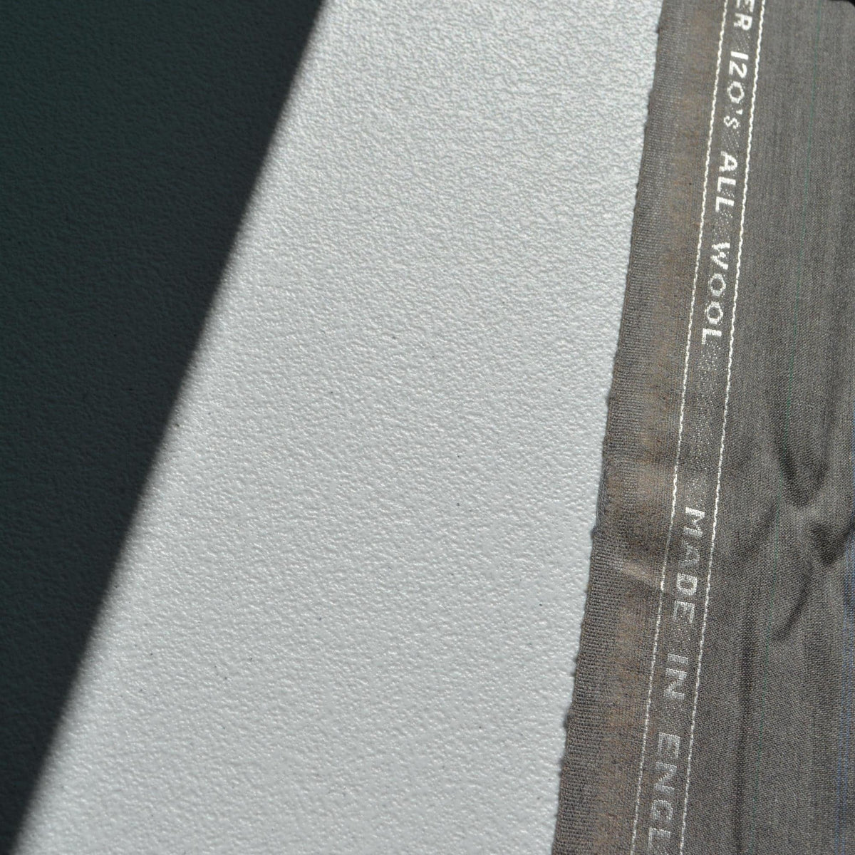 British Super 120s Pure Wool Suiting | Gray with blue stripes | Designer Fabric Yardage |By the Yard