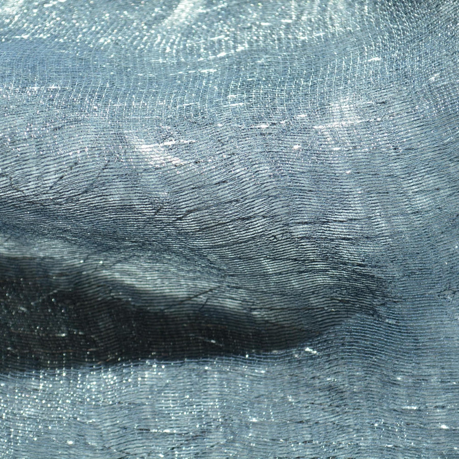 Sheer Metallic Polyester Fabric Gray Blue Shimmer | By the Yard