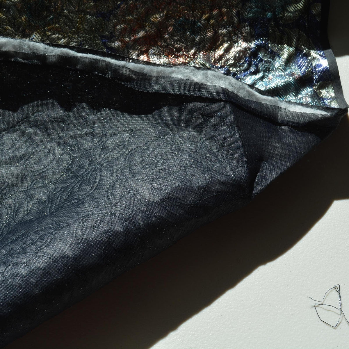 Black metallic Brocade Fabric | Designer Deadstock Yardage |By the Yard