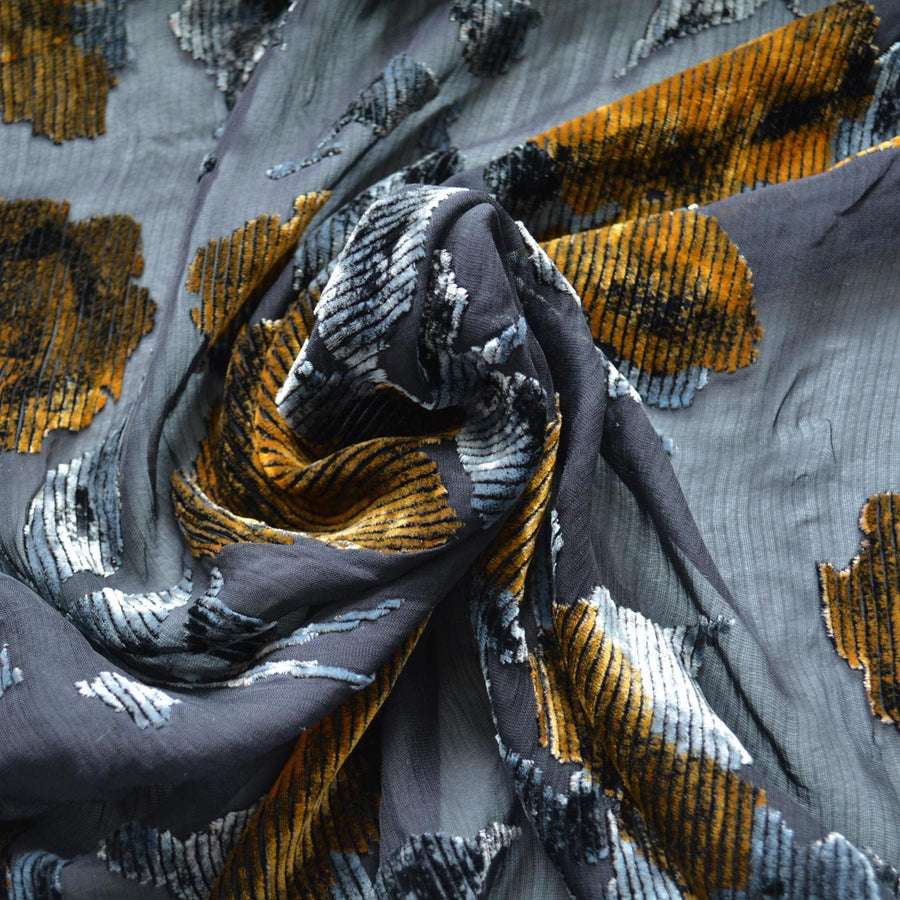 Italian Silk Chiffon Burnout Velvet Floral Haute Couture | By the Yard