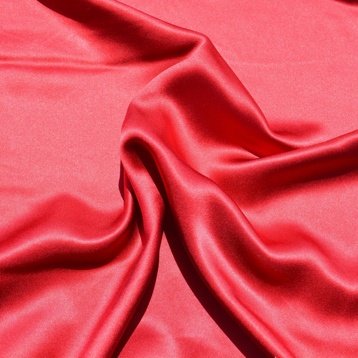 Pure Silk Charmeuse Fabric | Red Designer Deadstock | Dresses, Skirts, Blouses | By the Yard