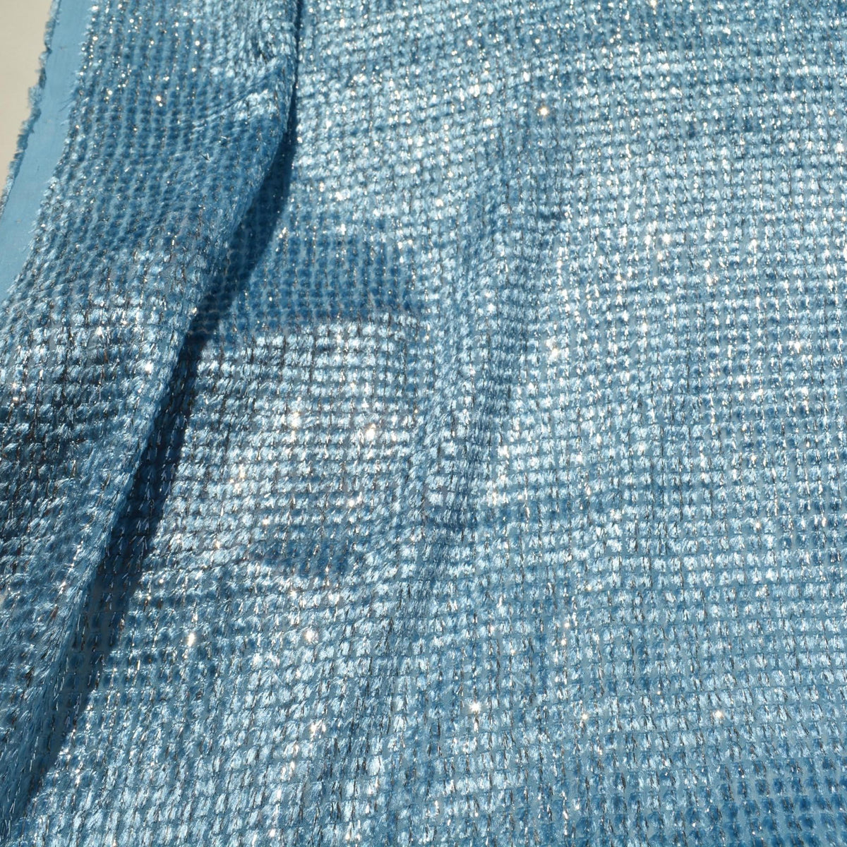 Light Blue Silver Metallic Velvet on Silk Georgette | Designer Fabric | Silk Burnout Velvet, Luxury Dressmaking Fabric |