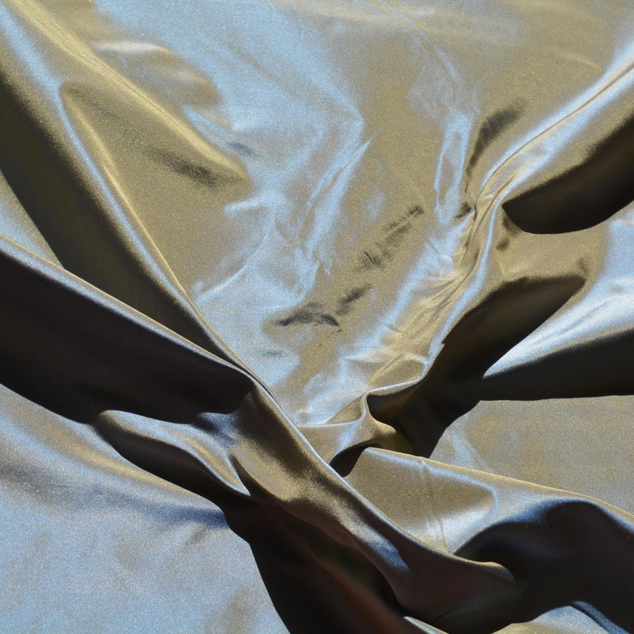Silk Taffeta Fabric Sky blue and muted gold Two-tone 56" Wide Luxury Fabric | By the Yard