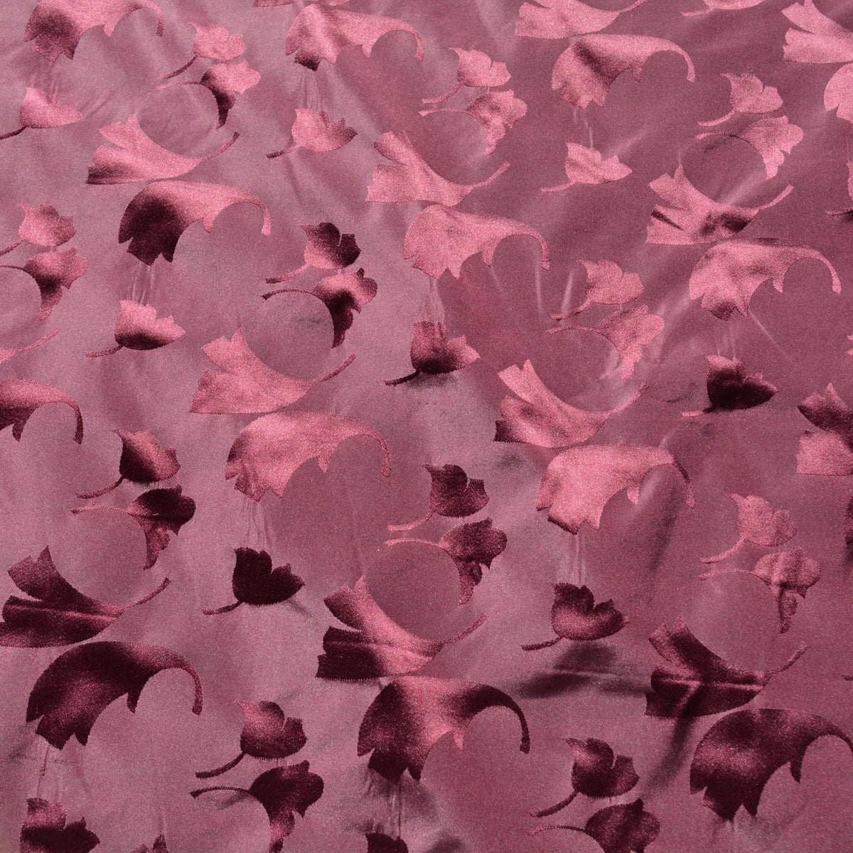 100% Silk Jacquard Fabric | Silk Floral Dark purple 36" Wide Luxury Taffeta Fabric | By the Yard