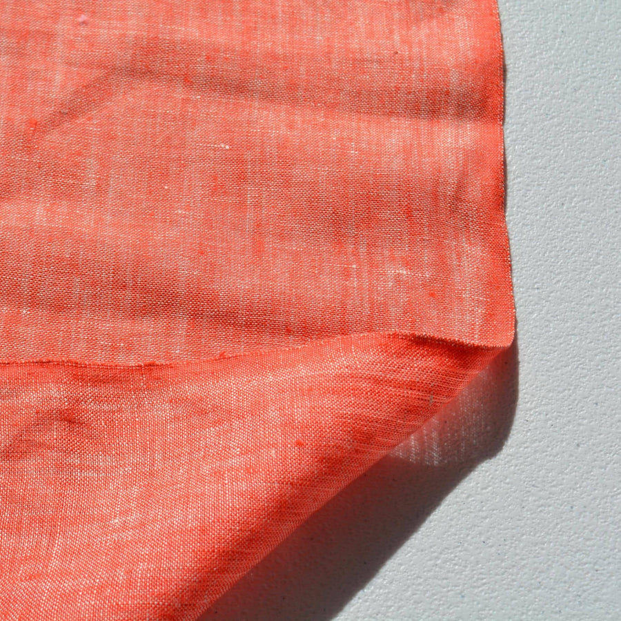 100% Linen Fabric Coral pink and white 56" Wide Dressmaking Tailoring | By the Yard