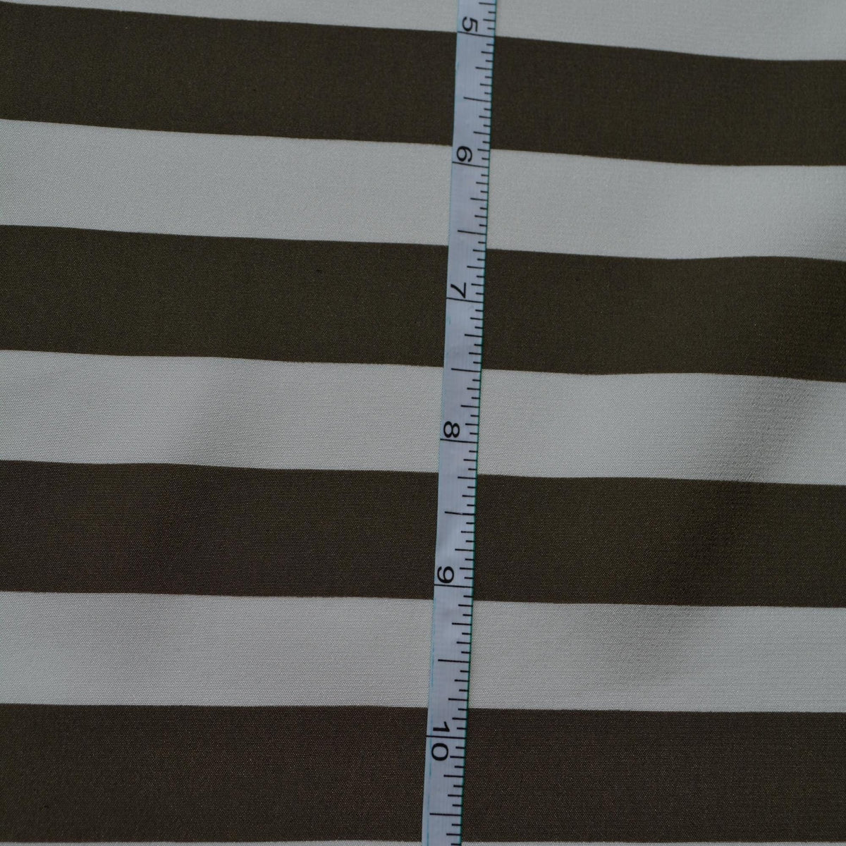 100% Silk Crepe de Chine Print Green and white Striped 47" Wide Luxury Fabric Sewing | By the Yard