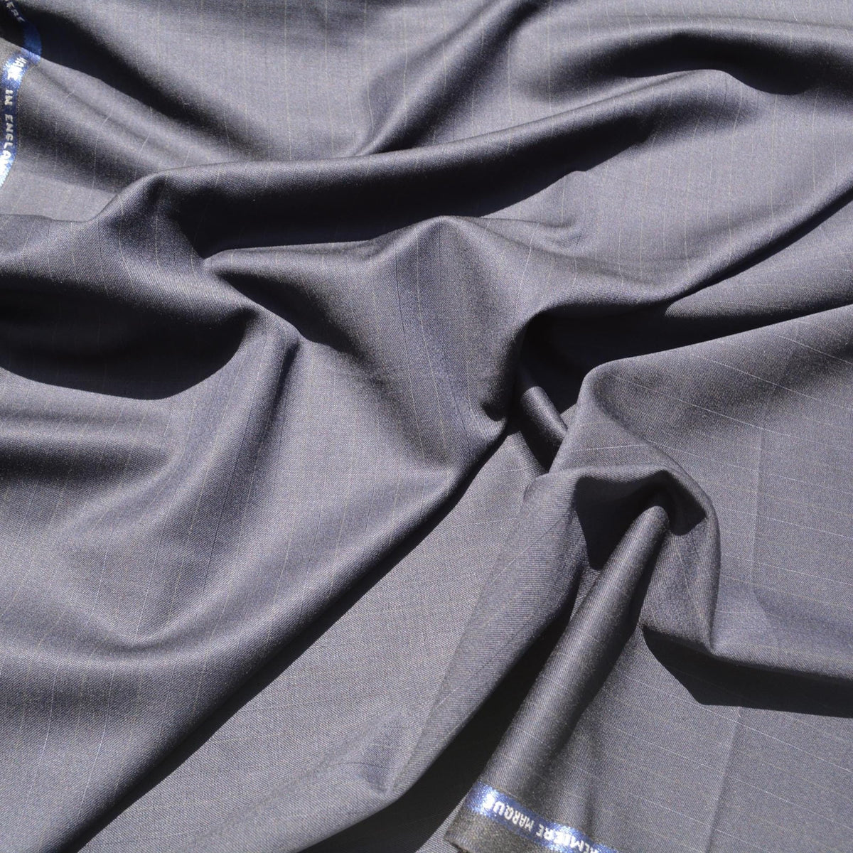 British Cashmere Super 100s Wool Suiting Fabric | Black with Stripes | Made in England | Luxury Tailoring Material| By t