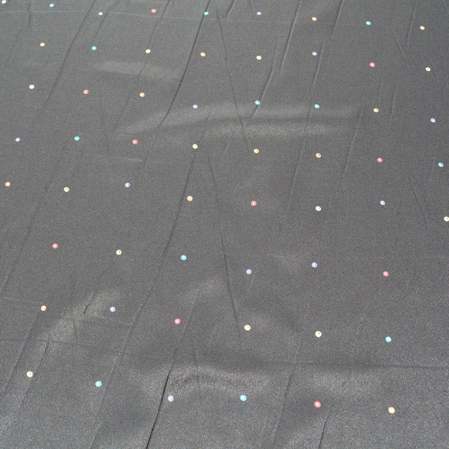 Black dotted Crepe de Chine Fabric | Vintage Deadstock | By the Yard