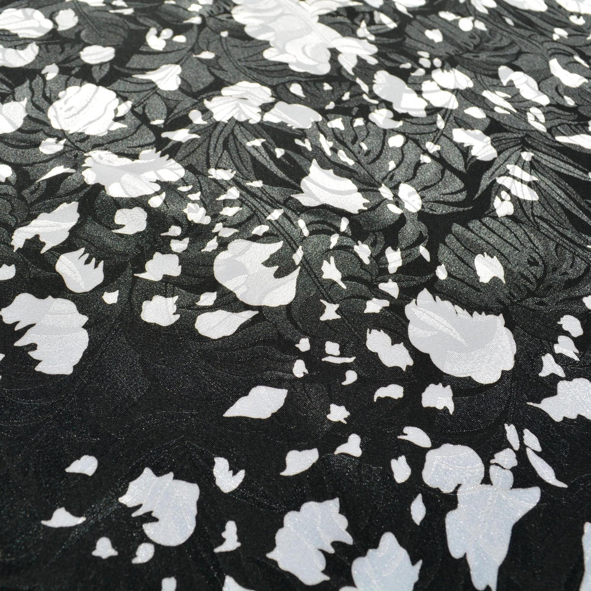 100% Silk Crepe de Chine Print Black and white Floral print 45" Wide Luxury Fabric Sewing | By the Yard
