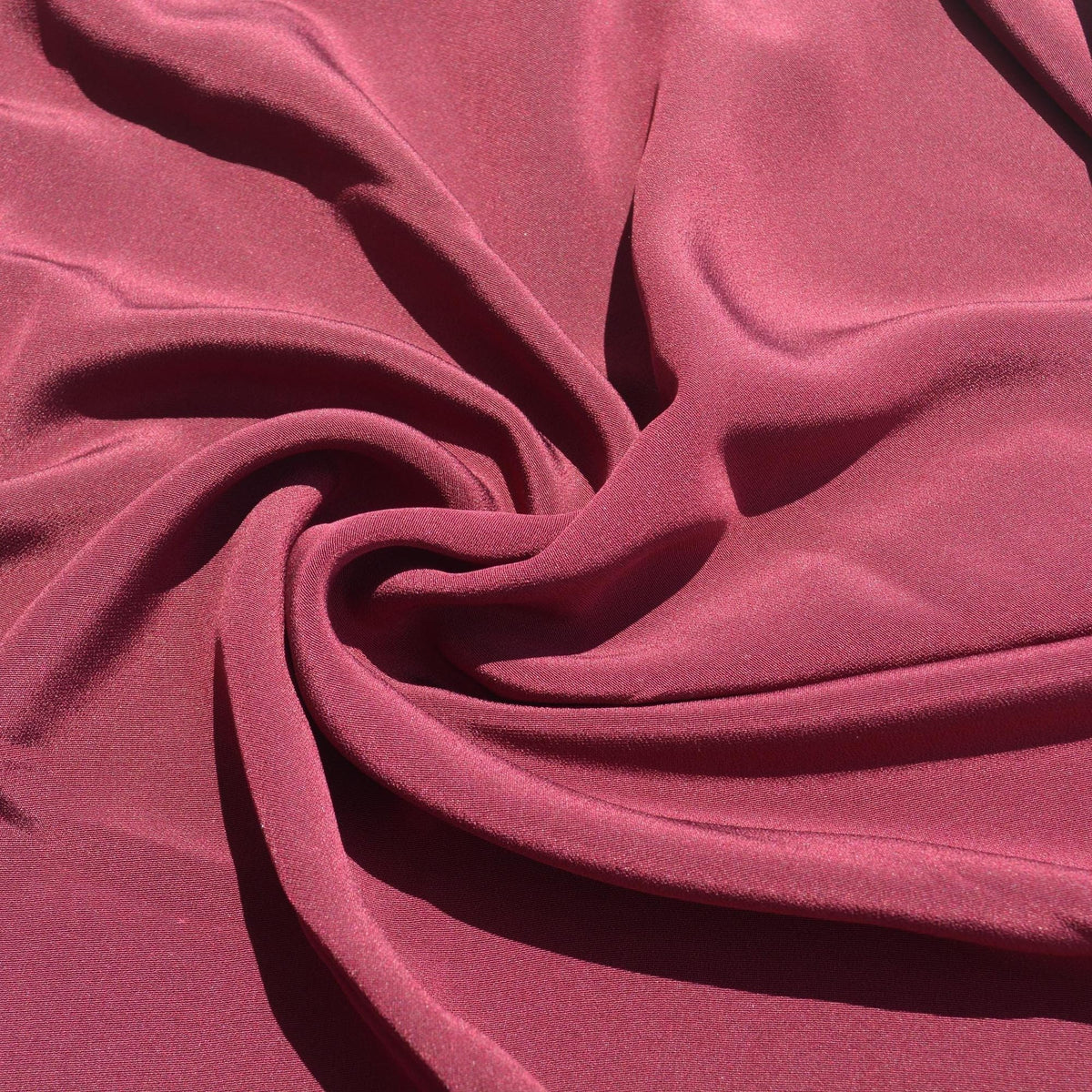 French Pure Silk Crepe Fabric | Burgundy Heavyweight Designer Deadstock | Dresses, Skirts, Trousers | By the Yard