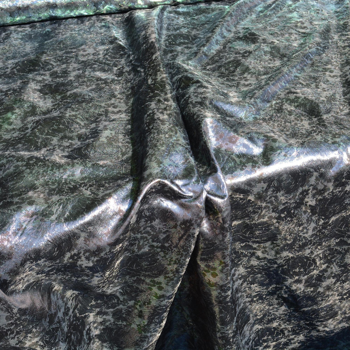 Metallic Black Silver Poly Brocade Fabric | Upholstery Fabric & Home Decor Textile | Curtain, Drapery, Pillow | By the Y