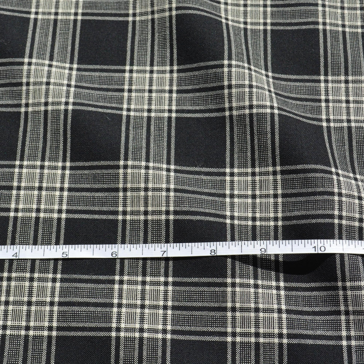 Black and white plaid 100% wool Wool Fabric | Designer Deadstock | By the Yard
