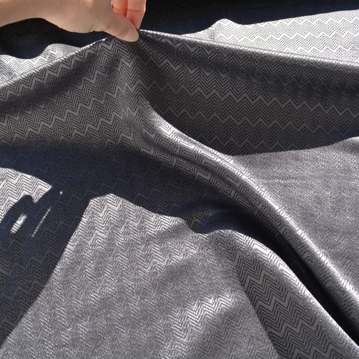 Zigzag Wool Blend Fabric | Dark gray | Luxury Designer Textile |By the Yard