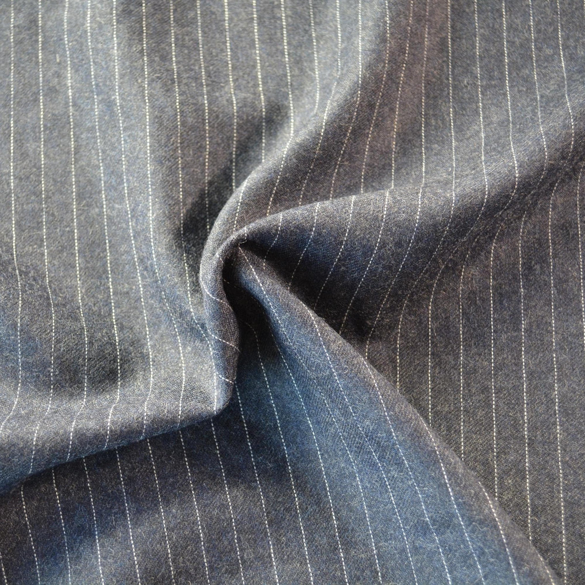 European Pure Wool | Striped Wool Suiting | Navy |By the Yard