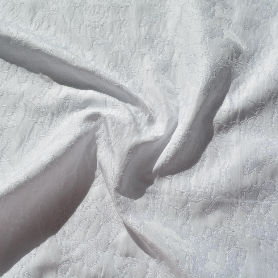 Cotton Brocade Fabric | White | Upholstery Fabric & Home Decor Textile | Curtain, Drapery, Pillow | By the Yard