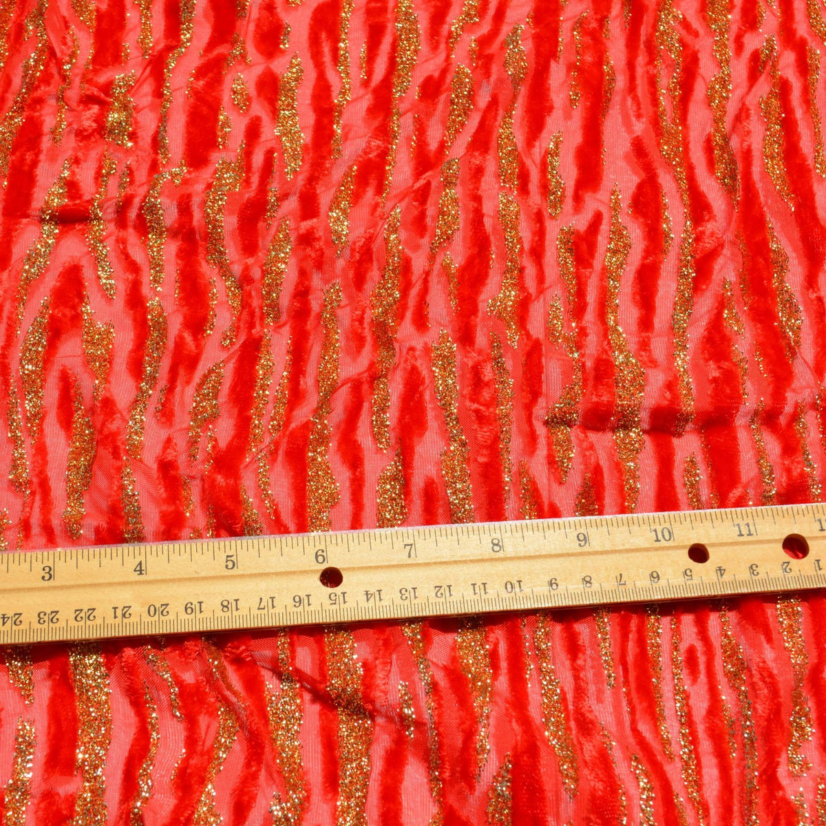 Burnout Velvet Fabric | Red Designer Deadstock | Dresses, Tops, Special Occasion | By the Yard