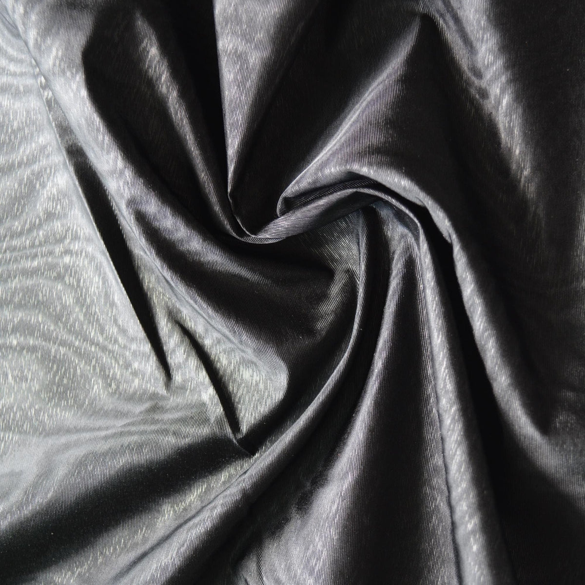 Black and Silver Silk Blend Moire Taffeta Fabric | Heavyweight | By the Yard