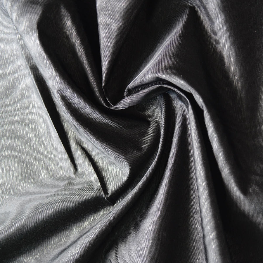 Black and Silver Silk Blend Moire Taffeta Fabric | Heavyweight | By the Yard