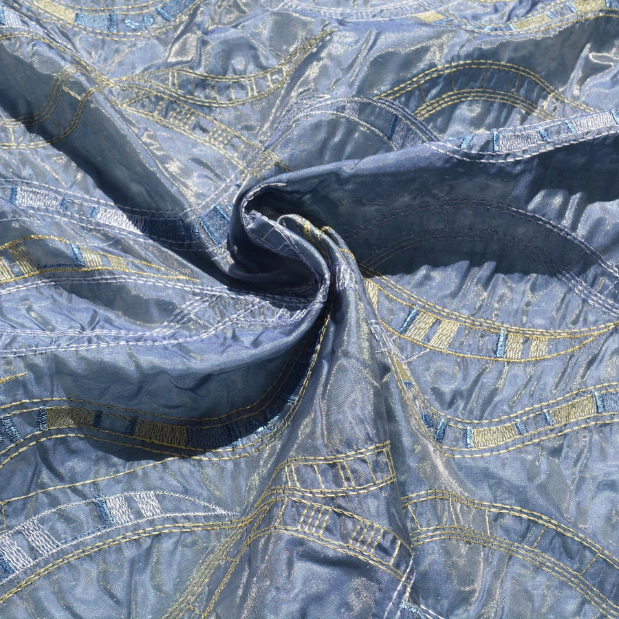 Blue Brocade Fabric | Designer Deadstock | By the Yard