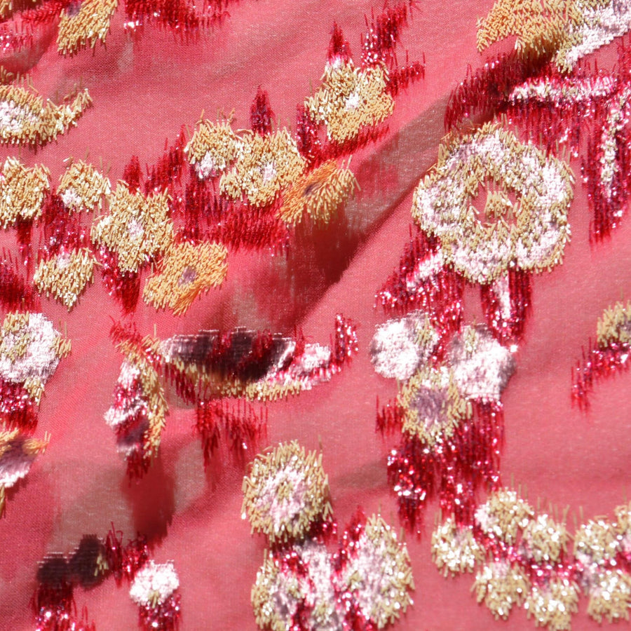 Pink | silk polyester blend | Velvet Burnout | Designer Deadstock | Velvet |By the Yard