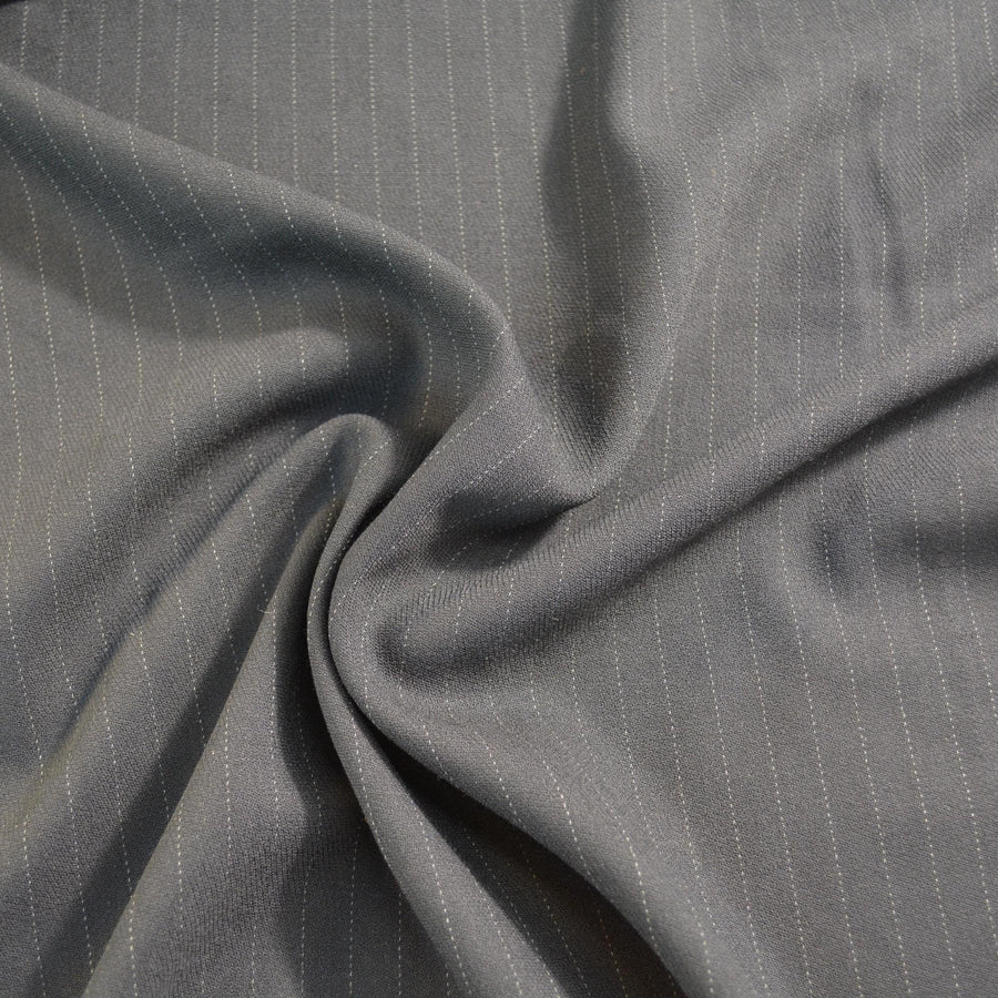 Italian Striped Wool Crepe Fabric | Black with white stripes | Designer Fabric Yardage |By the Yard