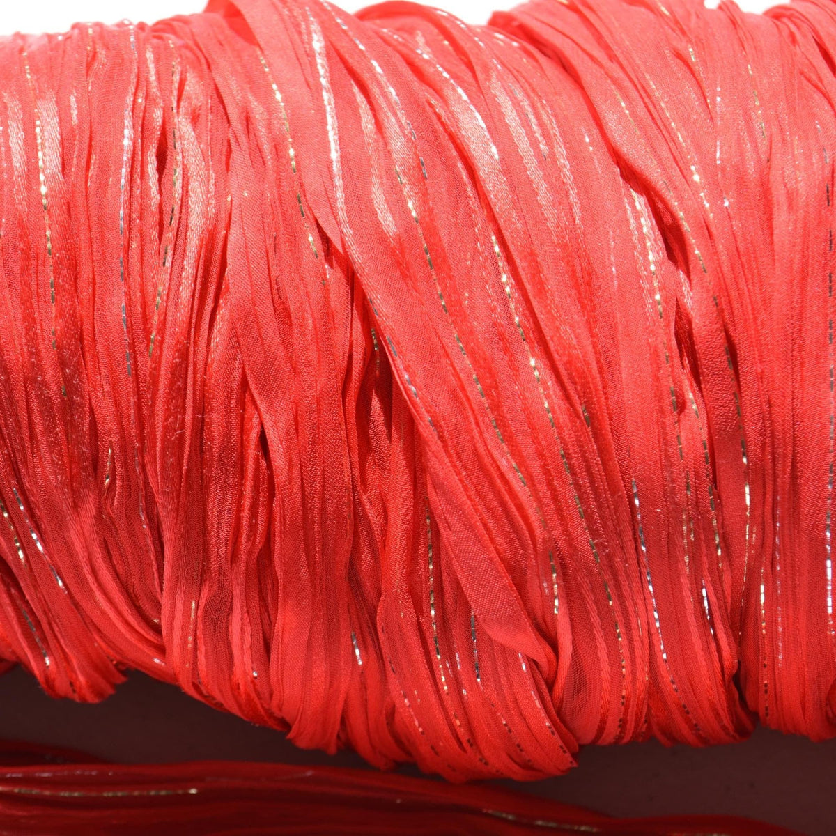 Pleated Shibori Silk Crinkle Chiffon Fabric Red / gold metallic Metallic Luxury Fabric | By the Yard